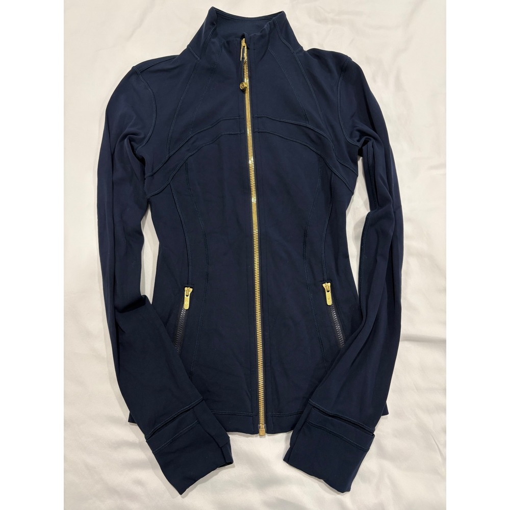 Lululemon Define Jacket Nulu True Navy Gold Size 0 Preppy Athletic Athleisure